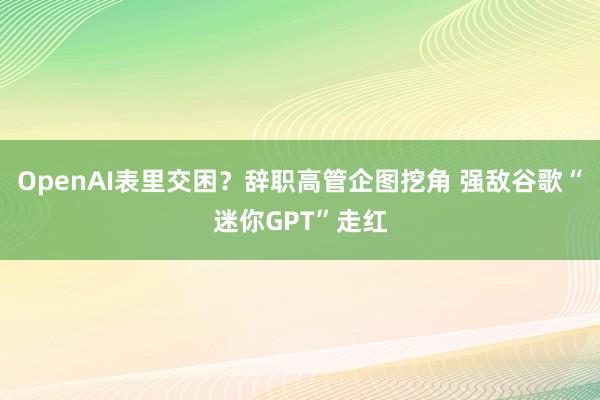 OpenAI表里交困？辞职高管企图挖角 强敌谷歌“迷你GPT”走红